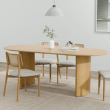 67" Natural Solid Wood Double Pedestal Base Oval Dining Table - HomeRoots - Flyclothing LLC