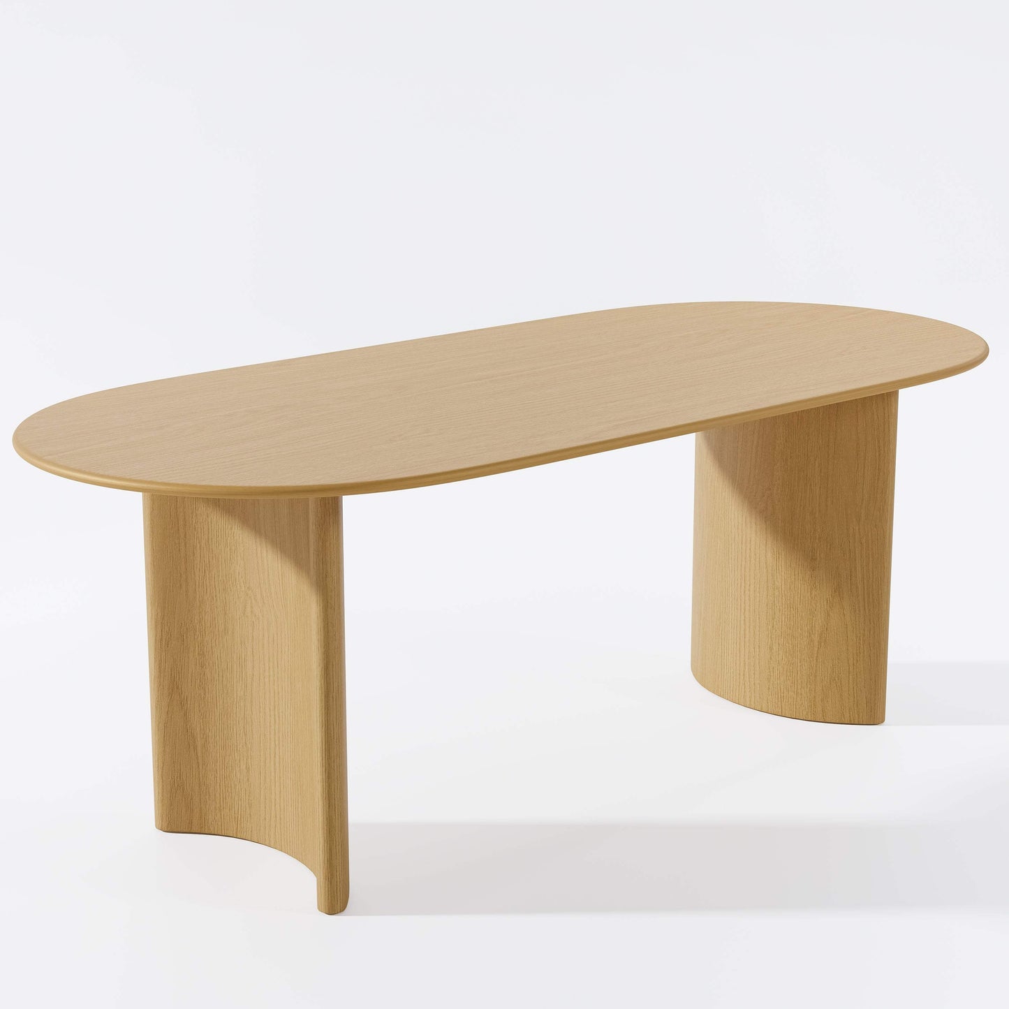 67" Natural Solid Wood Double Pedestal Base Oval Dining Table - HomeRoots - Flyclothing LLC