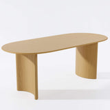 67" Natural Solid Wood Double Pedestal Base Oval Dining Table - HomeRoots - Flyclothing LLC
