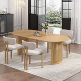 67" Natural Solid Wood With Rattan Double Pedestal Base Oval Dining Table - HomeRoots - Flyclothing LLC