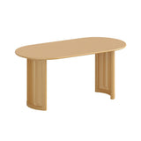 67" Natural Solid Wood With Rattan Double Pedestal Base Oval Dining Table - HomeRoots - Flyclothing LLC