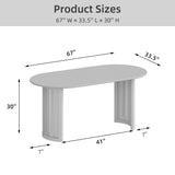 67" Natural Solid Wood With Rattan Double Pedestal Base Oval Dining Table - HomeRoots - Flyclothing LLC
