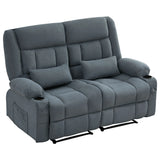 47" Slate Blue Chenille Manual Reclining Loveseat With Storage and Toss Pillows - Homeroots - Flyclothing LLC