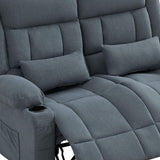 47" Slate Blue Chenille Manual Reclining Loveseat With Storage and Toss Pillows - Homeroots - Flyclothing LLC