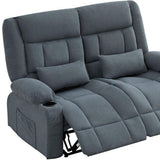 47" Slate Blue Chenille Manual Reclining Loveseat With Storage and Toss Pillows - Homeroots - Flyclothing LLC