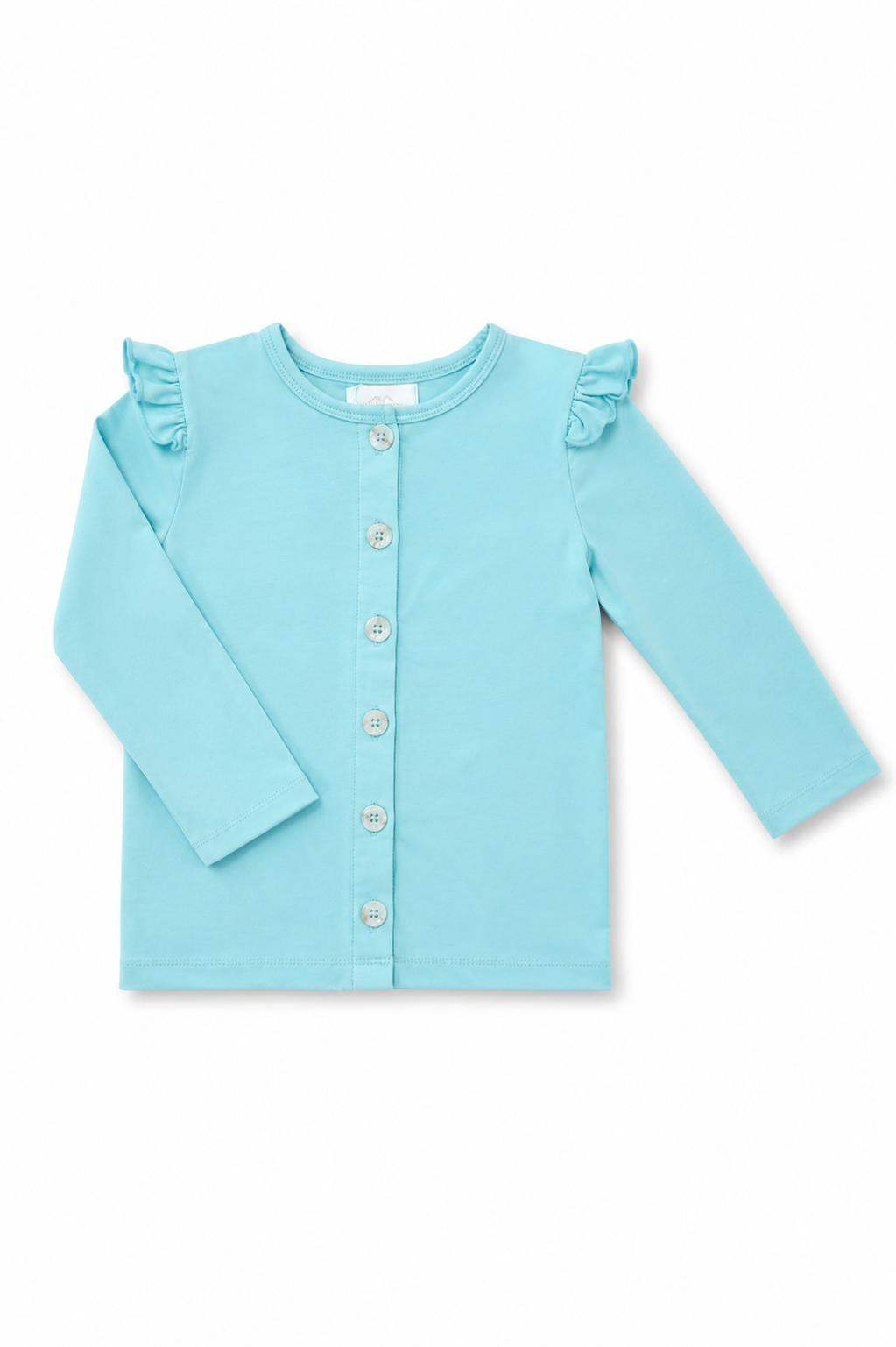 Aqua Ruffle Cardigan - Mila & Rose ® - Flyclothing LLC