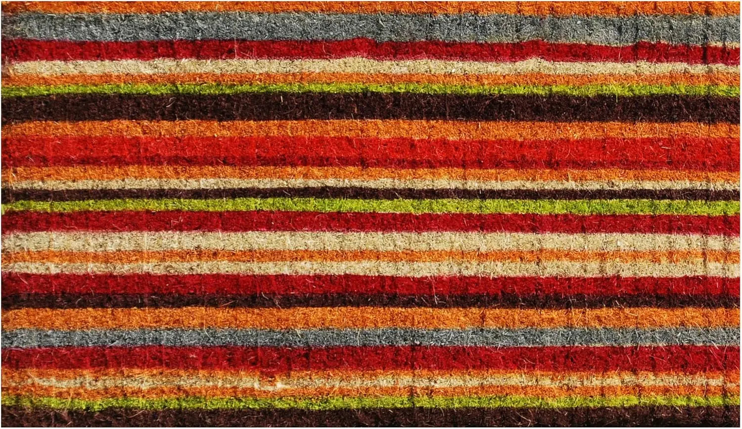 24" X 36" Red Orange And Green Variegated Stripe Outdoor Coir Door Mat - Homeroots - Flyclothing LLC