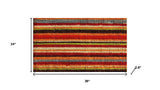 24" X 36" Red Orange And Green Variegated Stripe Outdoor Coir Door Mat - Homeroots - Flyclothing LLC