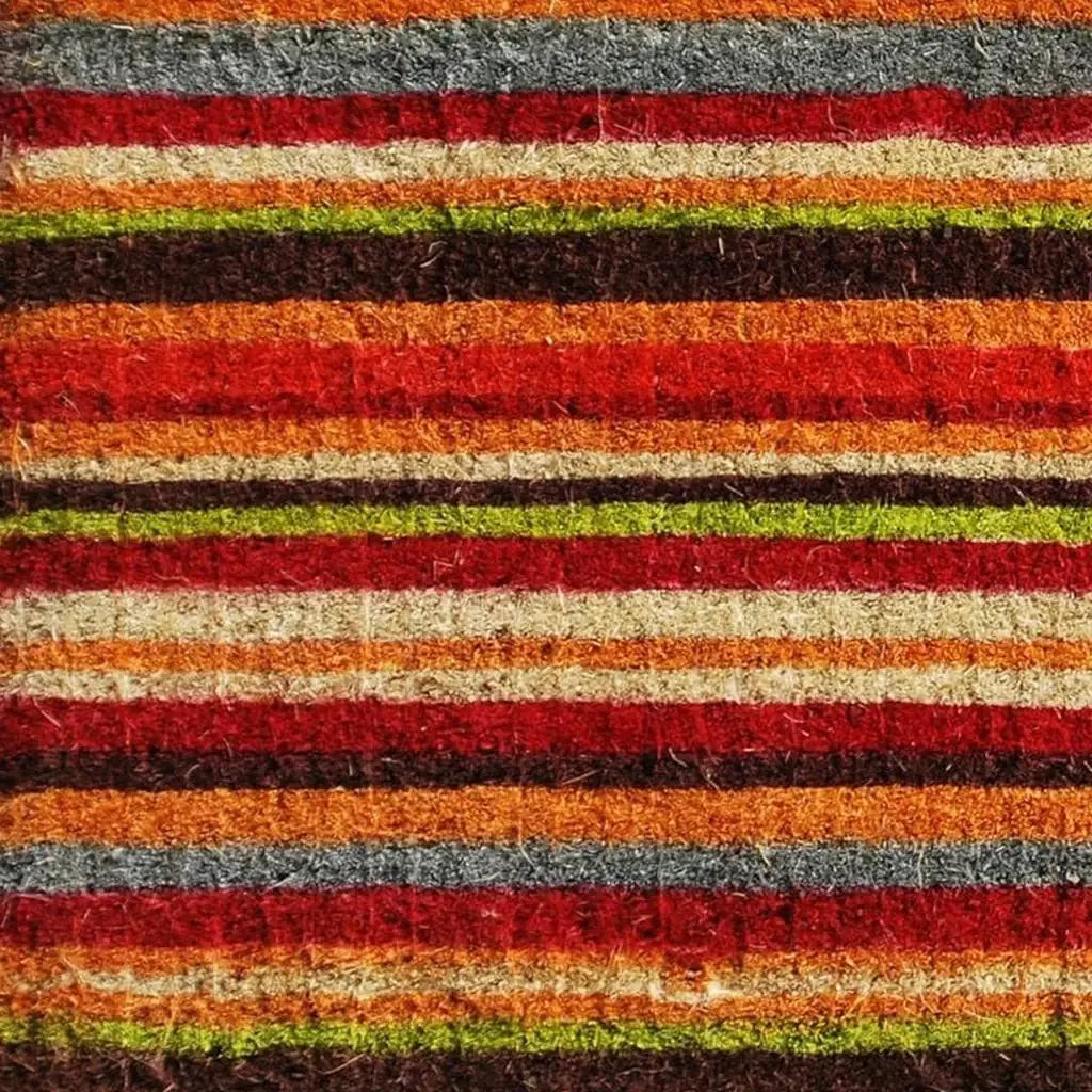 24" X 36" Red Orange And Green Variegated Stripe Outdoor Coir Door Mat - Homeroots - Flyclothing LLC