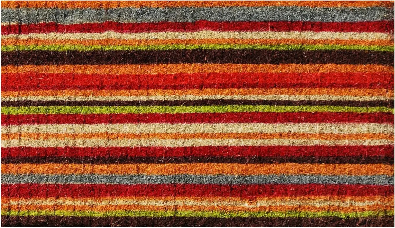 24" X 36" Red Orange And Green Variegated Stripe Outdoor Coir Door Mat - Homeroots - Flyclothing LLC
