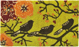 17" X 29" Green Black And Orange Floral Birds Outdoor Coir Door Mat - Homeroots - Flyclothing LLC