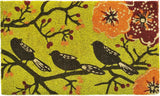 24" X 36" Green Black And Orange Floral Birds Outdoor Coir Door Mat - Homeroots - Flyclothing LLC