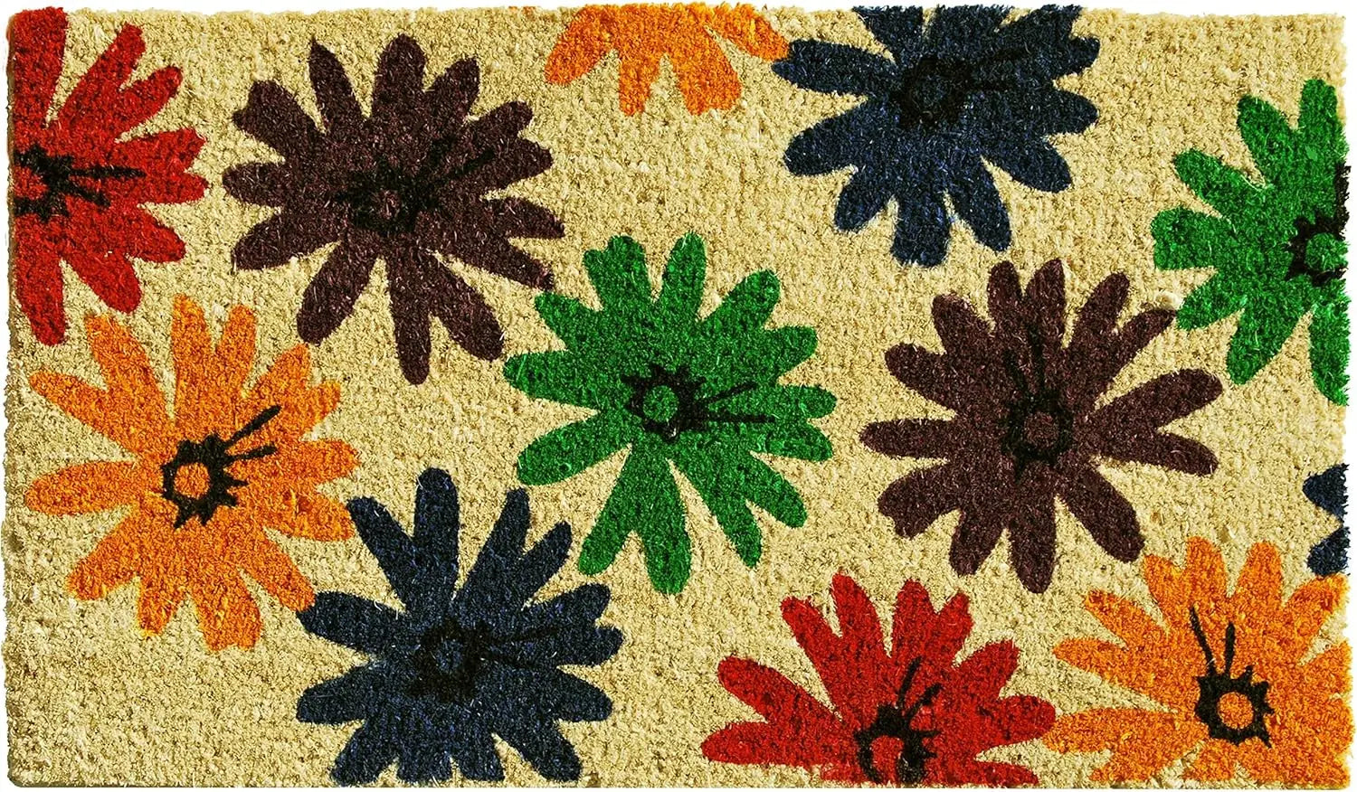 24" X 36" Brown Green And Red Multi Floral Outdoor Coir Door Mat - Homeroots - Flyclothing LLC