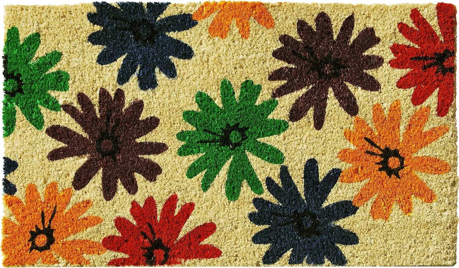 24" X 36" Brown Green And Red Multi Floral Outdoor Coir Door Mat - Homeroots - Flyclothing LLC