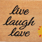 24" X 36" Brown Black And Yellow Floral Live Laugh Love Outdoor Coir Door Mat - Homeroots - Flyclothing LLC
