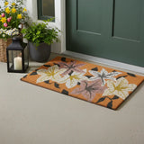 17" X 29" Brown Purple And White Floral Outdoor Coir Door Mat - Homeroots - Flyclothing LLC