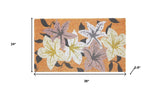 24" X 36" Brown Purple And White Floral Outdoor Coir Door Mat - Homeroots - Flyclothing LLC