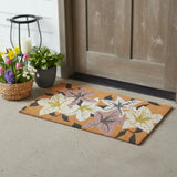 24" X 36" Brown Purple And White Floral Outdoor Coir Door Mat - Homeroots - Flyclothing LLC