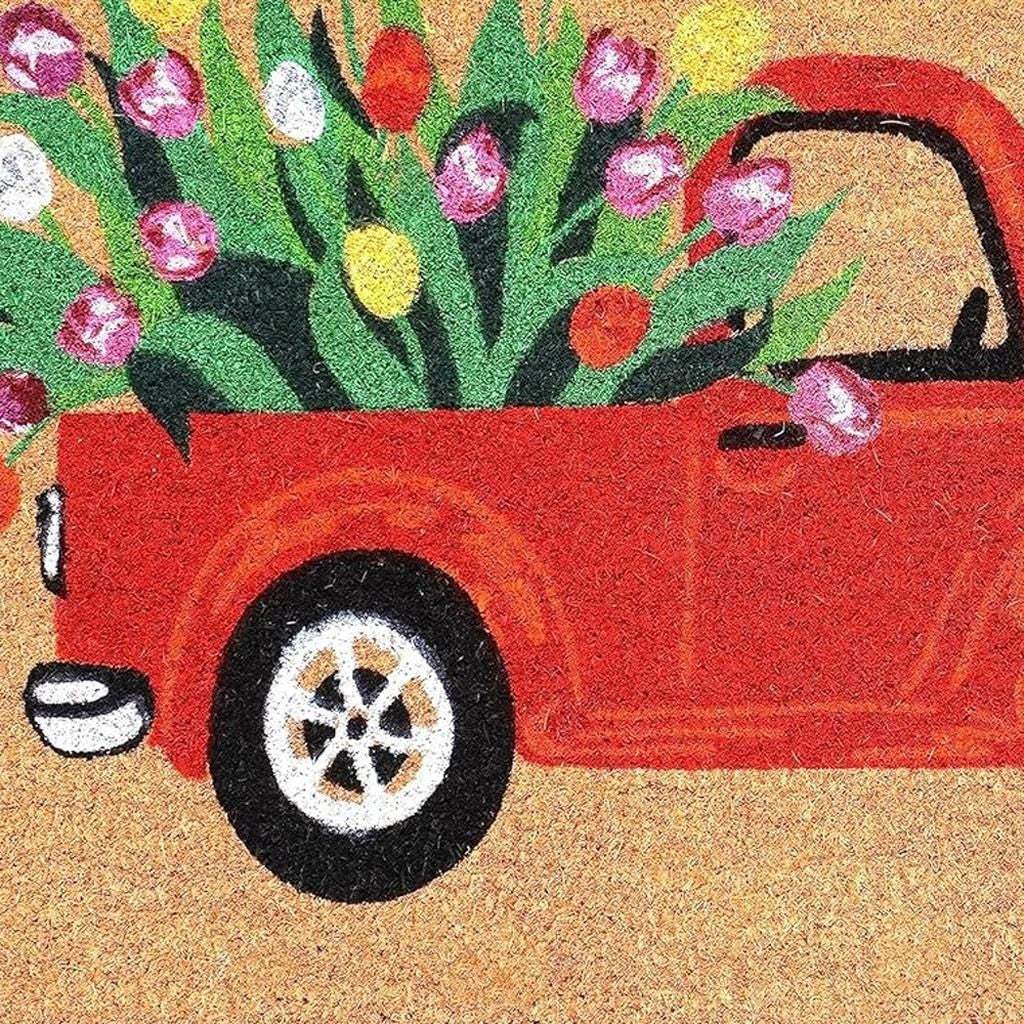 24" X 36" Brown And Red Floral Outdoor Coir Door Mat - Homeroots - Flyclothing LLC