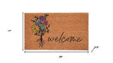 17" X 29" Brown Black And Green Floral Bouquet Welcome Outdoor Coir Door Mat - Homeroots - Flyclothing LLC