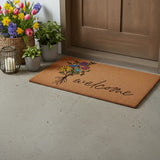 17" X 29" Brown Black And Green Floral Bouquet Welcome Outdoor Coir Door Mat - Homeroots - Flyclothing LLC