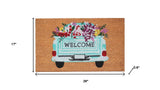 17" X 29" Brown Aqua And Red Floral Welcome Outdoor Coir Door Mat - Homeroots - Flyclothing LLC