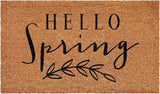 17" X 29" Brown And Black Hello Spring Outdoor Coir Door Mat - Homeroots - Flyclothing LLC