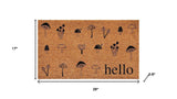 17" X 29" Brown And Black Mushrooms Hello Outdoor Coir Door Mat - Homeroots - Flyclothing LLC