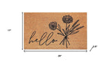 17" X 29" Brown And Black Floral Hello Outdoor Coir Door Mat - Homeroots - Flyclothing LLC