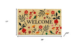 17" X 29" Brown Red Black And Green Floral Birds Welcome Outdoor Coir Door Mat - Homeroots - Flyclothing LLC
