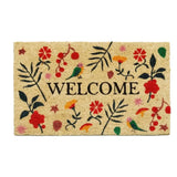 17" X 29" Brown Red Black And Green Floral Birds Welcome Outdoor Coir Door Mat - Homeroots - Flyclothing LLC