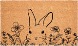 24" X 36" Brown And Black Bunny Floral Outdoor Coir Door Mat - Homeroots - Flyclothing LLC