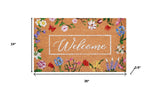 24" X 36" Brown White And Green Floral Welcome Outdoor Coir Door Mat - Homeroots - Flyclothing LLC