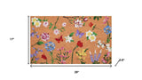 17" X 29" Brown White And Green Floral Outdoor Coir Door Mat - Homeroots - Flyclothing LLC