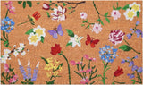 17" X 29" Brown White And Green Floral Outdoor Coir Door Mat - Homeroots - Flyclothing LLC