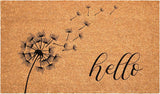 24" X 36" Brown And Black Floral Hello Outdoor Coir Door Mat - Homeroots - Flyclothing LLC
