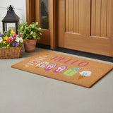 17" X 29" Brown Pink And White Hello Summer Outdoor Coir Door Mat - Homeroots - Flyclothing LLC