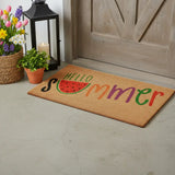 17" X 29" Brown Green And Red Hello Summer Outdoor Coir Door Mat - Homeroots - Flyclothing LLC