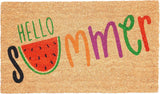 24" X 36" Brown Green And Red Hello Summer Outdoor Coir Door Mat - Homeroots - Flyclothing LLC
