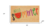24" X 36" Brown Green And Red Hello Summer Outdoor Coir Door Mat - Homeroots - Flyclothing LLC