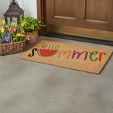 24" X 36" Brown Green And Red Hello Summer Outdoor Coir Door Mat - Homeroots - Flyclothing LLC