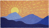 17" X 29" Brown Blue And Yellow Mountain Sunrise Outdoor Coir Door Mat - Homeroots - Flyclothing LLC