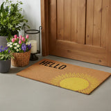 17" X 29" Brown Yellow And Black Sunny Hello Outdoor Coir Door Mat - Homeroots - Flyclothing LLC