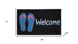 17" X 29" Black And Blue Flip Flop Welcome Outdoor Coir Door Mat - Homeroots - Flyclothing LLC