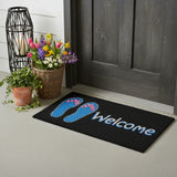 17" X 29" Black And Blue Flip Flop Welcome Outdoor Coir Door Mat - Homeroots - Flyclothing LLC