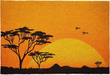 24" X 36" Orange Yellow And Black Sunrise Trees Outdoor Coir Door Mat - Homeroots - Flyclothing LLC