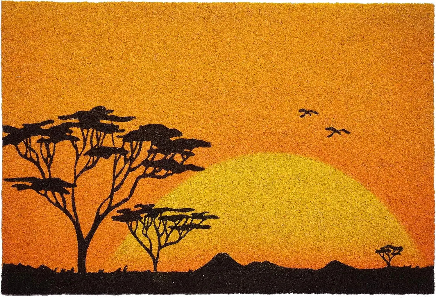 24" X 36" Orange Yellow And Black Sunrise Trees Outdoor Coir Door Mat - Homeroots - Flyclothing LLC