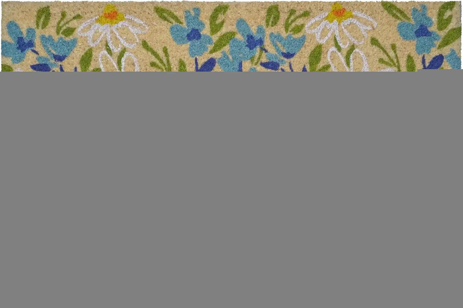 18" X 30" Brown Light Blue And Green Floral Welcome Outdoor Coir Door Mat - Homeroots - Flyclothing LLC