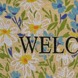 36" X 72" Brown Light Blue And Green Floral Welcome Outdoor Coir Door Mat - Homeroots - Flyclothing LLC