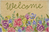 24" X 36" Brown Green And Pink Floral Welcome Outdoor Coir Door Mat - Homeroots - Flyclothing LLC